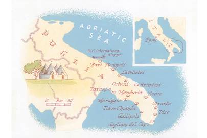 Map Of Puglia Italy Conde Nast Traveller 14aug15 Neil Gower 