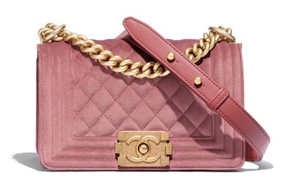 pink velvet chanel suitcase